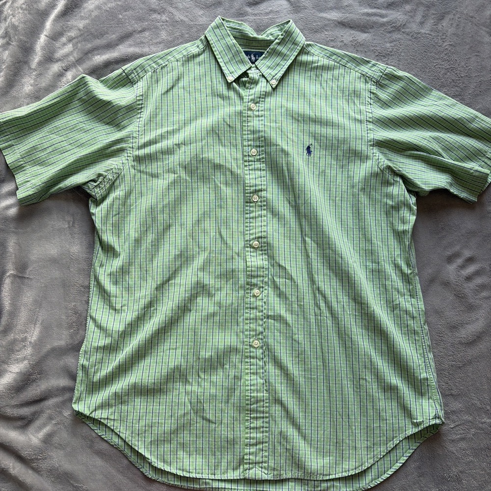 Vintage Ralph Lauren Men's Large Button‎ Down Shirt Classic Fit Green Plaid